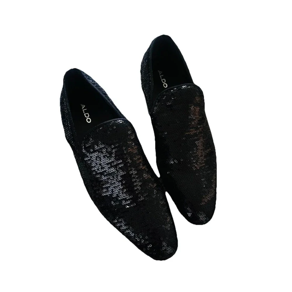 Aldo Black Sequin Michael Jackson Inspo Cosplay Men's Slip-On Dress Shoe SZ 8